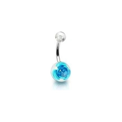 Šperky4U piercing do pupíku banánek s růží BA01045-Q