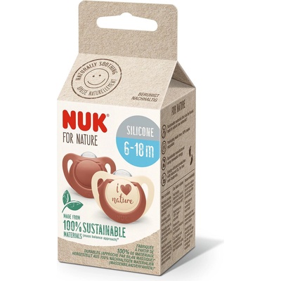Nuk for NATURE биберон залъгалка силикон 6-18 мес. 2бр. Червена (10176297)