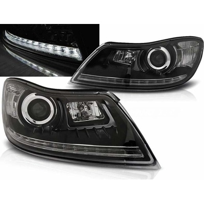 PŘEDNÍ SVĚTLOMETY, SVĚTLA, LAMPY ŠKODA OCTAVIA 2 II, 2009-2012, FACELIFT, LED LIGHT, ČERNÉ BLACK – Zboží Mobilmania