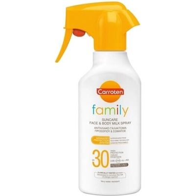 Carroten Слънцезащитно мляко за лице и тяло, Carroten Waterproof Spray Sunscreen Face & Body Cream Family 30SPF 270ml