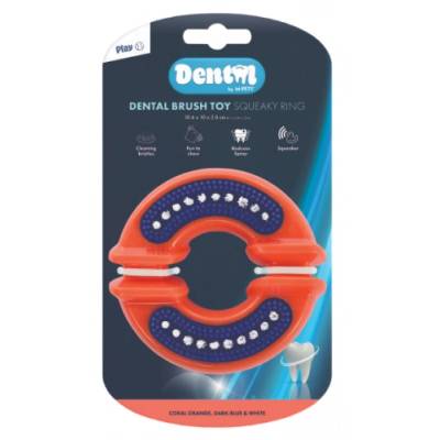 M-PETS Dental Squeaky RING - гумена играчка за куче - Геврек, с дентална грижа, с пищялка, 10, 6 x 10 x 3, 8 см, Белгия - 10677199