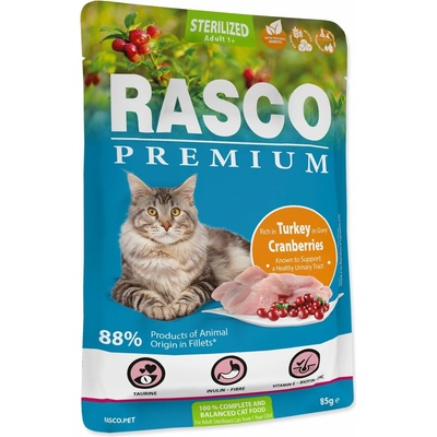 Rasco Premium Sterilized morka s brusnicou 85 g