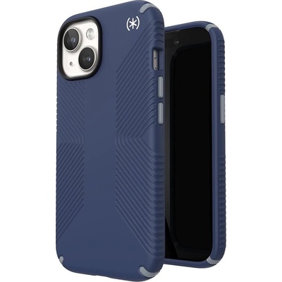 Speck Presidio 2 Grip Case - удароустойчив хибриден кейс за iPhone 15 (тъмносин)