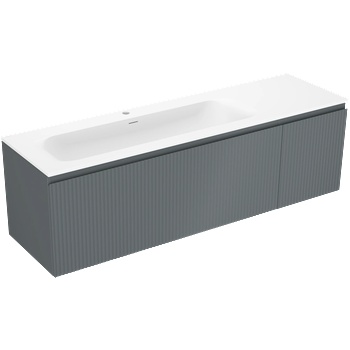 Mexen Rivel шкаф за баня 160 см с умивалник Vela ляв, 1S, 1D, набразден, графит (91A23-16047-3-BBFF66-W23L01)