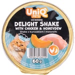 Uniq Pets Cat Wet Food Fruity Shake Chicken & Honeydew кремообразен шейк за котки с пиле и пъпеш, 60 g