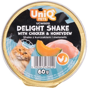 Uniq Pets Cat Wet Food Fruity Shake Chicken & Honeydew кремообразен шейк за котки с пиле и пъпеш, 60 g