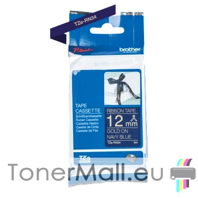 Brother Tape Gold on Navy Blue Brother TZE-RN34