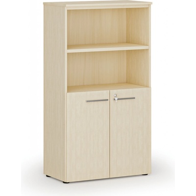 Primo Kombinovaná kancelárska skriňa WOOD, dvere na 2 poschodia, 1434 x 800 x 420 mm, breza