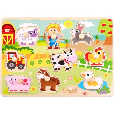 Tooky Toy Дървена образователна дъска Tooky Toy - Ферма (108184)