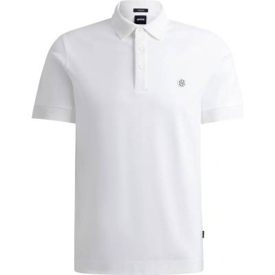 Boss Блуза с яка Boss Mens BOSS BLACK Parris Polo Signature Monogram Shirt - White 100