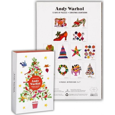 Adventný kalendár GALISON Puzzle Adventný kalendár Andy Warhol: 12 dní do Vianoc 12 x 80 dielikov 9780735378773