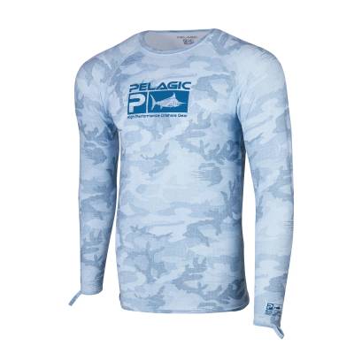 Блуза с дълъг ръкав pelagic upf 50+ explorer rashguard fish camo slate