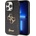 GUESS PU Fixed Glitter 4G Metal Logo Case - силиконов (TPU) калъф за iPhone 15 Pro Max (черен)