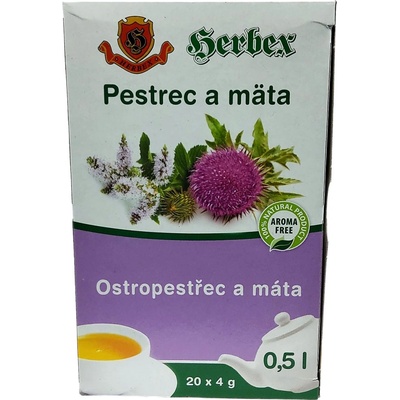 Herbex Silybum a mäta porciovaný čaj 20 x 4 g