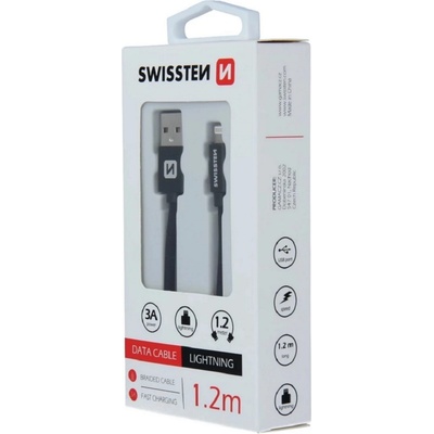 Swissten 71523201 TEXTILE dátový USB - Lightning, 1,2m, černý