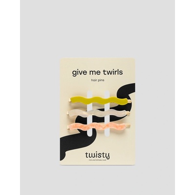 Twisty Sada vlnitých sponek do vlasů - perleťová, zelená, růžová 3 ks