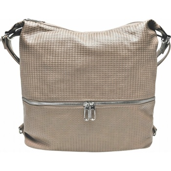 Velký hnědošedý kabelko-batoh 2v1 se vzorem
