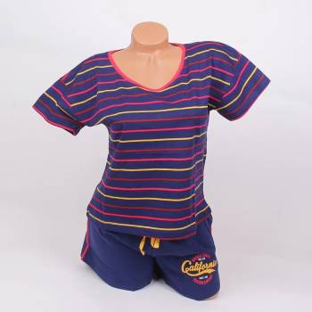 Image 1 of Лятна пижама в тъмносиньо с цветно райе