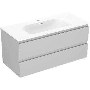 Mexen Orio шкаф за баня 100 см с мивка Vela, 2 чекмеджета, сив мат/бял мат - 91A10-10047-2-BFF62-W23M01 (91A10-10047-2-BFF62-W23M01)