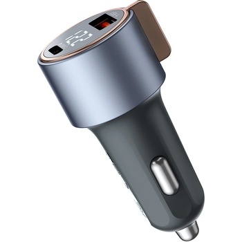 Xmart Бързо зарядно устройство за автомобил Xmart - USB-A QC и Type-C PD, 75W, Дисплей (23053)