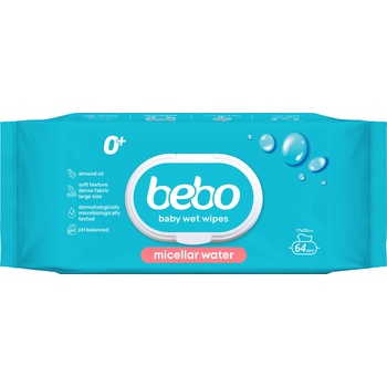 Bebo влажни кърпи с мицеларна вода - 64 броя