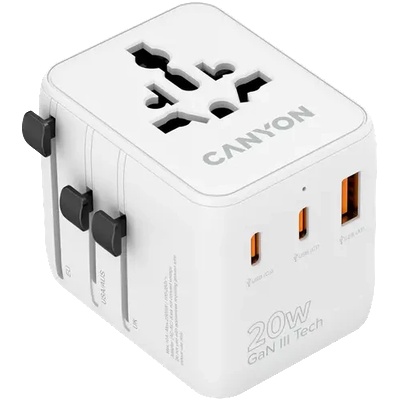 CANYON Travel Adapter OnTour 20 EU/UK/US/AUS 20W White (CNS-TA20W1005W)