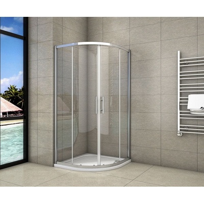 H K Štvrťkruhový sprchovací kút SYMPHONY S4 80 × 80 cm s dvojdielnymi posuvnými dverami