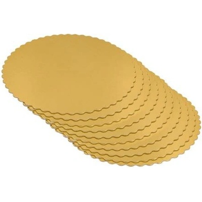 Dortová podložka kruh 25 cm zlatá / natur - kulatý dortový korpus