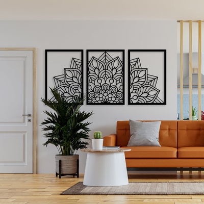Decono Метална Декорация Триптих Мандала