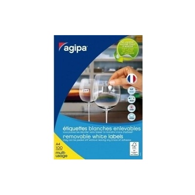 Etikety univerzálne odnímateľné 210x297mm Agipa A4 100 hárkov