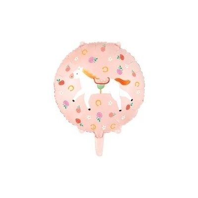 Party Deco Fóliový balónek kruh 45cm, Koník růžový