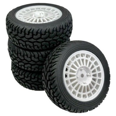 Absima Sportovní pneumatiky Absima Rally Street Design 1:10 včetně disků sada 4ks bílé