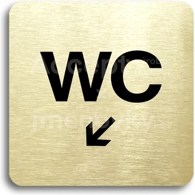 ACCEPT Piktogram WC vlevo dolů - zlatá tabulka - černý tisk bez rámečku
