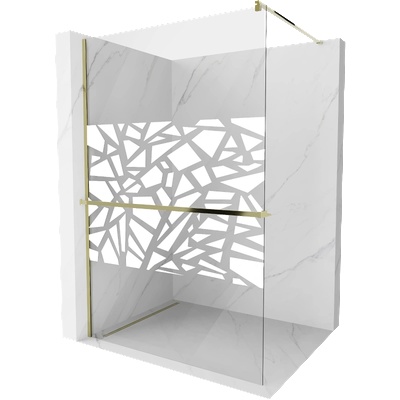 Mexen Kioto+ душ преграда с рафт Walk-in 110 x 200 см, бял дизайн, злато - 800-110-121-50-85 (800-110-121-50-85)