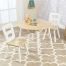 KidKraft Dřevěný set stůl s 2 židle přírodní a bílá