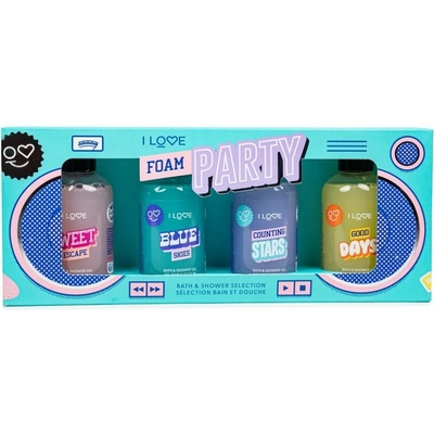 I Love Foam Party Blue Skies sprchový gel 100 ml + Counting Stars sprchový gel 100 ml + Sweet Escape sprchový gel 100 ml + Good Days sprchový gel 100 ml kosmetická sada