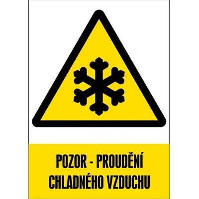 Značka Pozor – Proudění chladného vzduchu, samolepicí fólie, 210 × 297 mm BZ FE372
