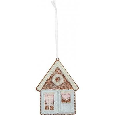 Závěsná dekorace modrá perníková chaloupka Frosted Ginger - 8*1*10 cm - Clayre & Eef