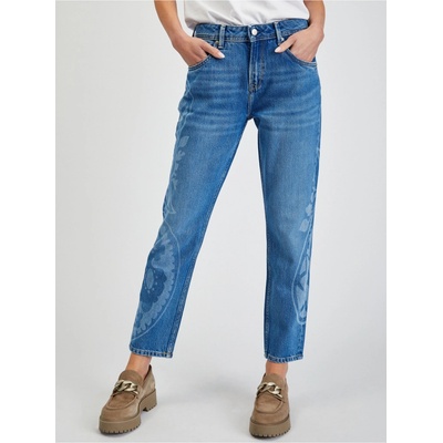 Pepe Jeans Violet Bandani dámské vzorované zkrácené straight fit džíny modré
