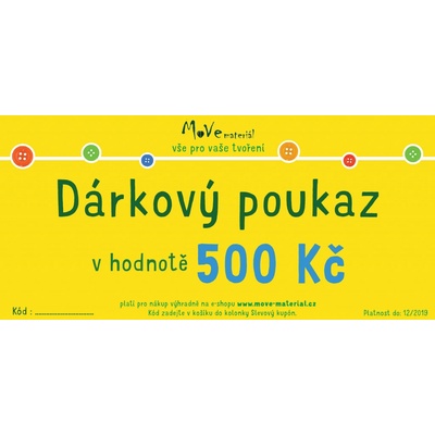 DÁRKOVÝ POUKAZ 500 KČ E-SHOP zasílaný na e-mail