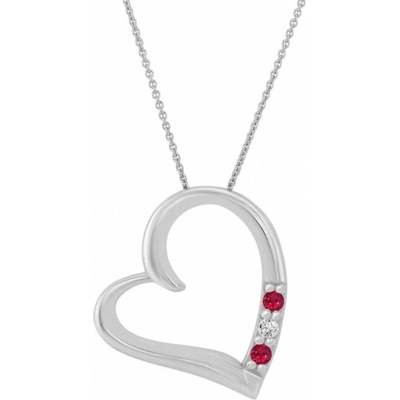 Eppi Stříbrný přívěsek srdce s rubíny a diamantem Tanish P44261