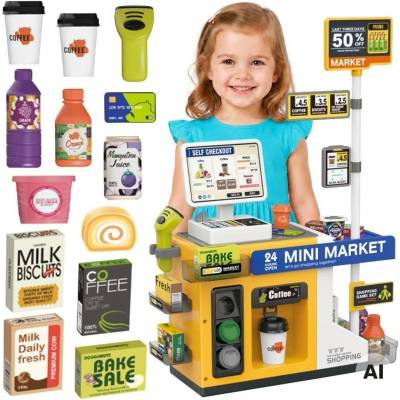 Woopie mini market interaktivní samoobslužná pokladna se skenerem