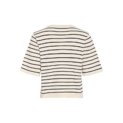 Тениска Vila Malu O-Neck Knit short sleeve T-shirt - Beige (Sandshell / Navy Blazer)