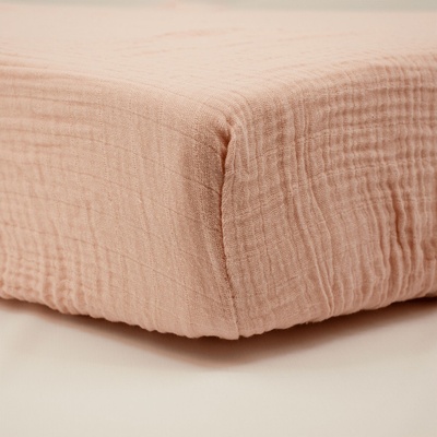 Little band Муселинов чаршаф с ластик Little Band - 60x120 cm, 2 броя, бял/розов (LTB413533)