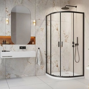 Radaway Полукръгла душ кабина с плъзгащи се врати Radaway Alienta 90x90 см черно-прозрачна (10229090-54-01)