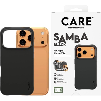 Panzer Гръб Care by PanzerGlass за iPhone 17 Pro, Fashionable Case Samba Black w. MagSafe