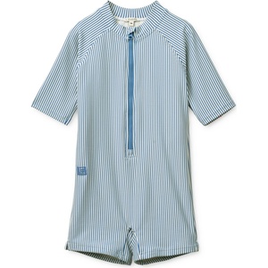 LIEWOOD Детски бански костюм LIEWOOD Kid's Max Seersucker Shortsleeve Swim Jumpsuit Swimsuit - Riverside / Creme De La Creme - размер 116 (EU) (750-3107-0121)