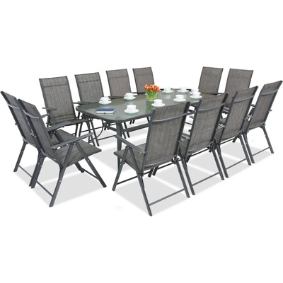 Garden Point Метални мебели за градина Modena/Rosario за 12 души, с голяма маса 200 cm Garden Point, антрацит (GAP390-12)