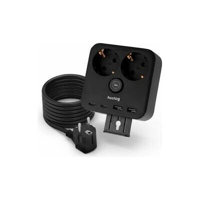 Huslog 15W 2xzásuvka, 2xUSB-C, 2xUSB, 1x držák na telefon (OWN000131) čierny