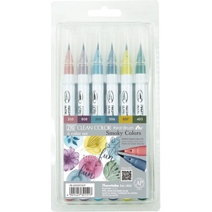 ZIG Clean Color Четка Комплект с 6 бр. Пушекани цветове (RB-6000AT/6VF)